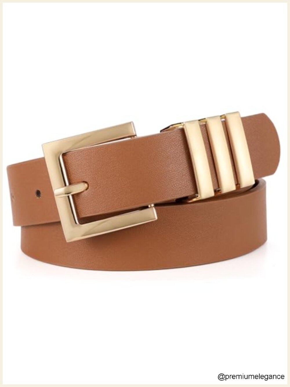 Plus Size Faux Leather Women's Belt with Square Gold Buckle for Jeans Pants